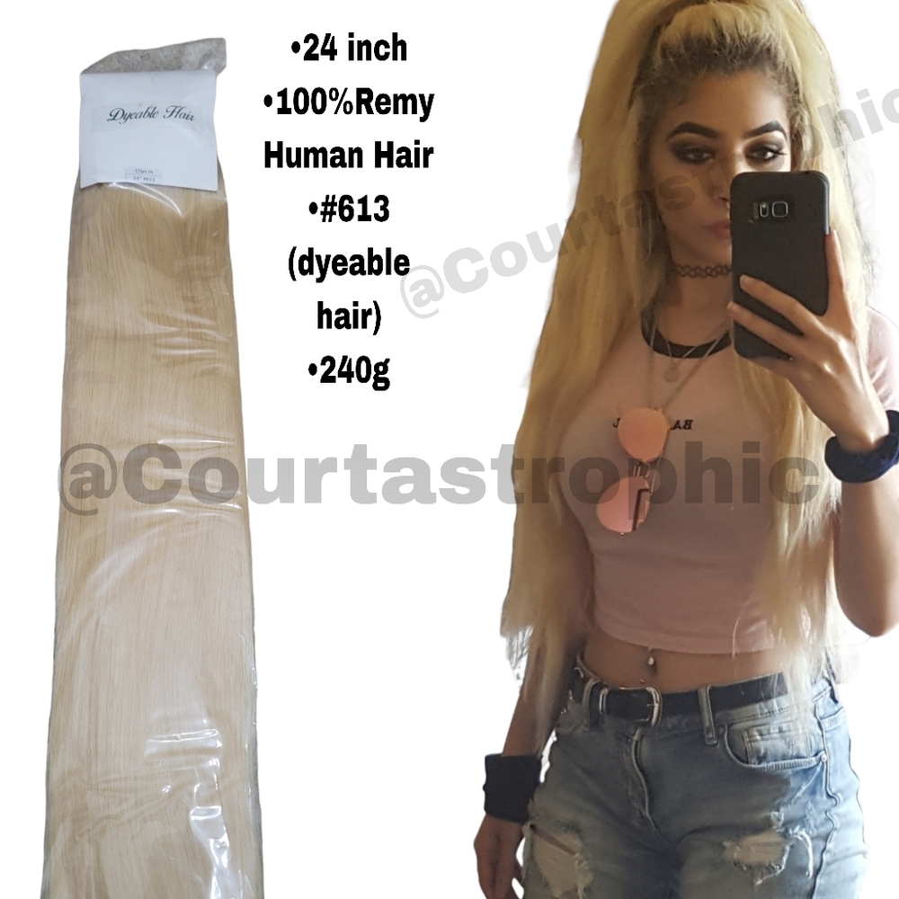 22 inch Clip in 100% Remy Human Hair #613 extensions